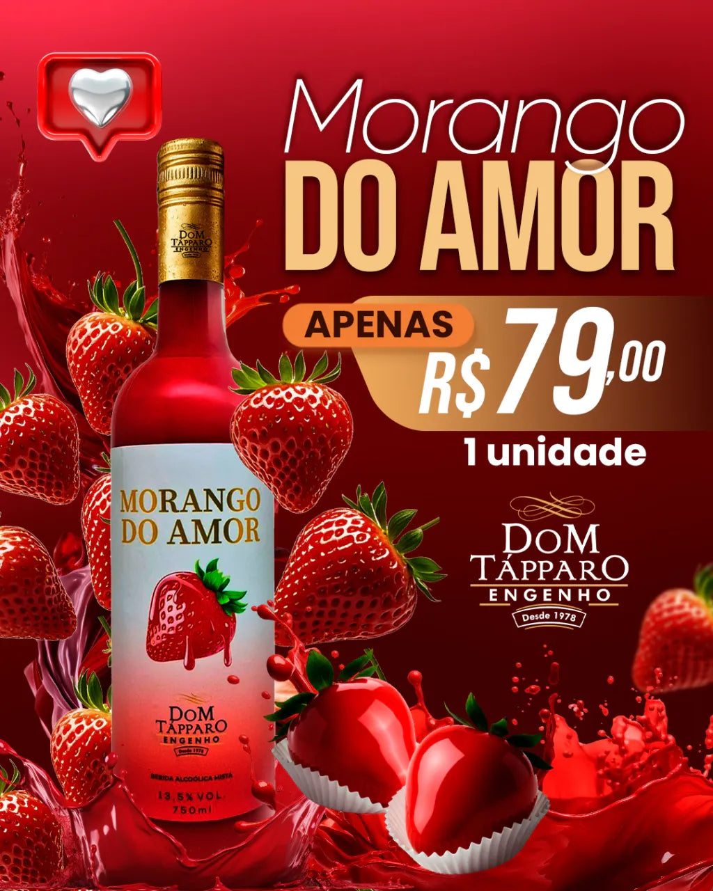 Bebida Alcoólica Mista Morango do Amor - 750ML